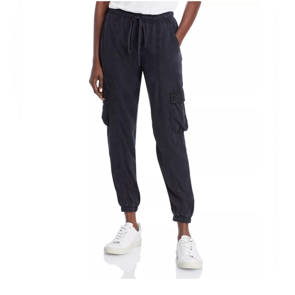 Bella Dahl Cropped Cargo Track Pants Joggers Black Size Medium